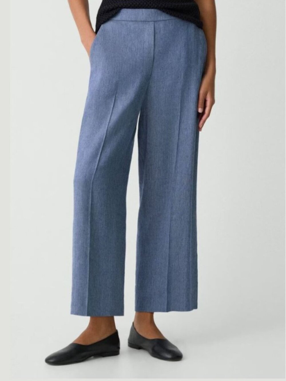 Theory Relaxed Pull-On Pant in Fluid Linen Straight Leg Light Denim 10 NWT $295